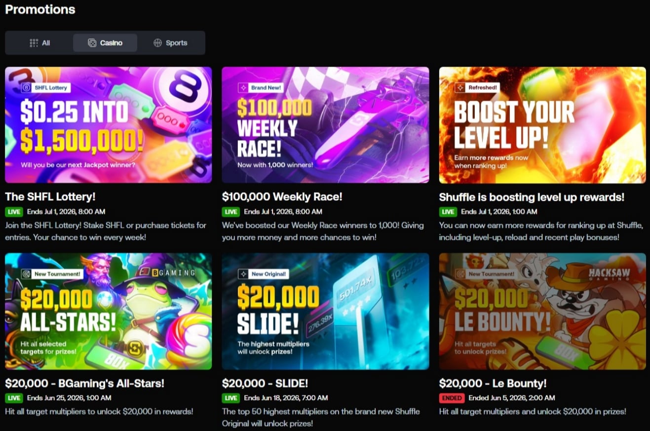 Shuffle Casino Promotions