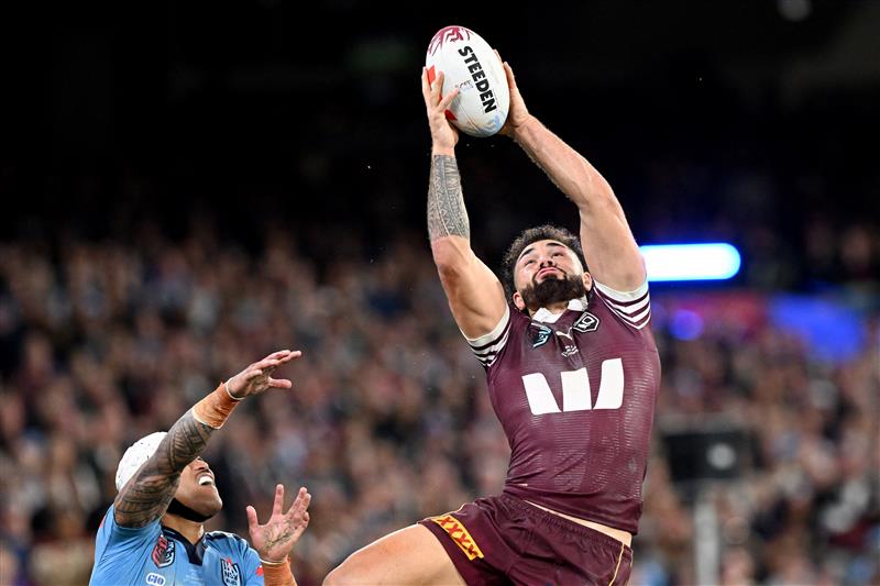 Action during Game 2 of the 2026 State of Origin series between New South Wales and Queensland. (Getty)