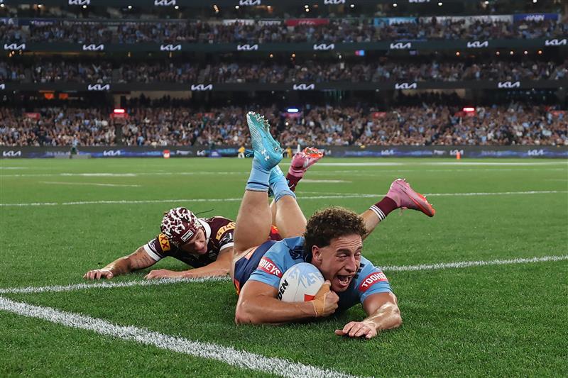 Action during Game 2 of the 2026 State of Origin series between New South Wales and Queensland. (Getty)