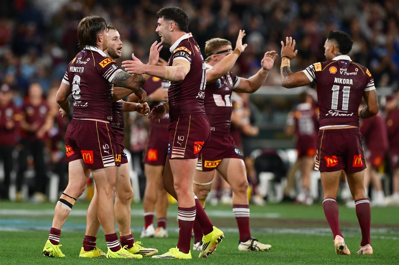 Action during Game 2 of the 2026 State of Origin series between New South Wales and Queensland. (Getty)