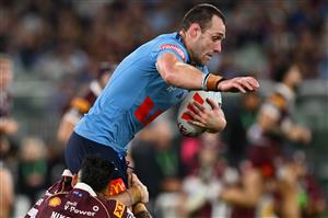 Isaah Yeo of the New South Wales Blues is tackled during Game 2 of the 2026 State of Origin series between the New South Wales Blues and Queensland Maroons at the Melbourne Cricket Ground on June 17, 2026 in Melbourne, Australia. (Getty)