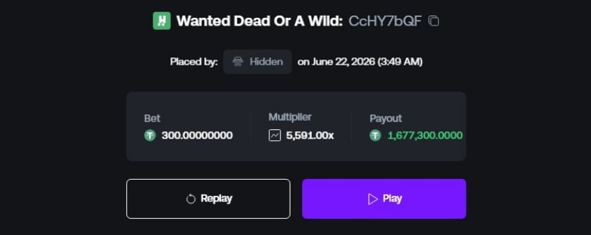 1677K Wanted Win at Shuffle Result