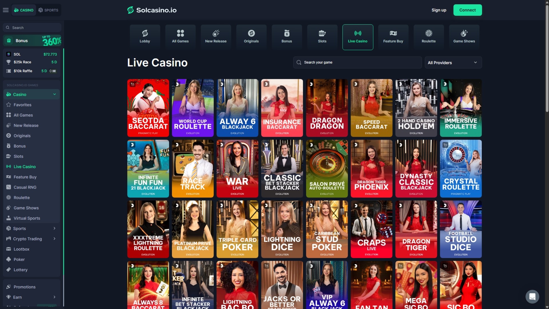 SolCasino Live Casino