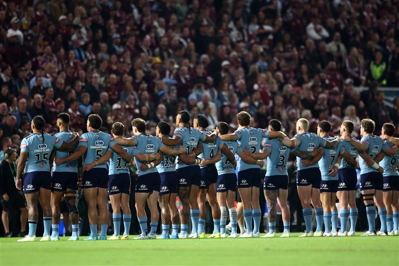 The Blues line up for the national anthem (Getty)