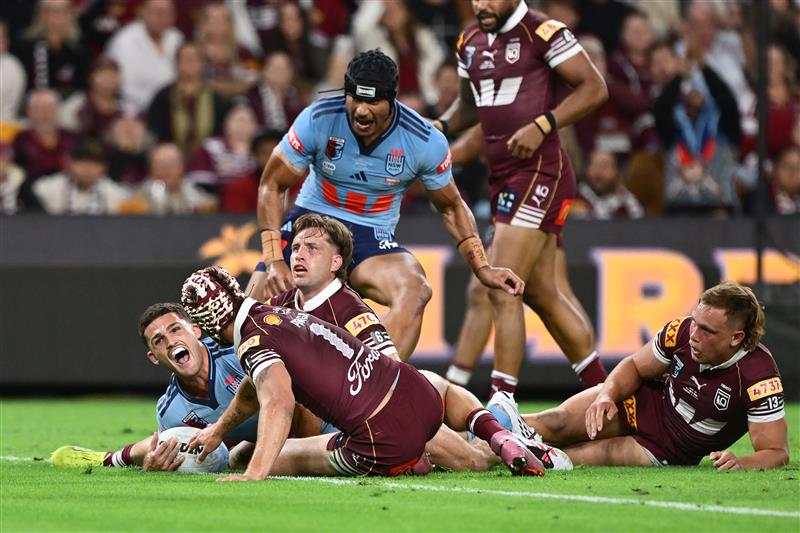 Cleary celebrates a try (Getty)