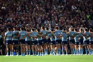 The Blues line up for the national anthem (Getty)