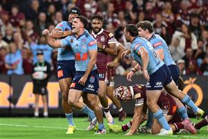 Cleary celebrates a try (Getty)