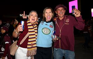 Fans build the atmosphere before kick-off (Getty)