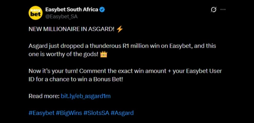 Twitter R1M Easybet Slot Win