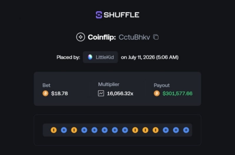 300K Shuffle Coinflip Win
