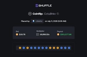 300K Shuffle Coinflip Win
