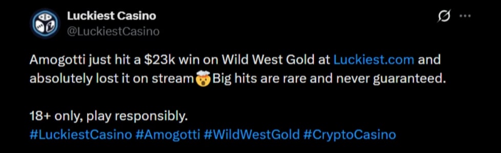 Twitter 23K Luckiestcom Big Win Twitter 23K Luckiestcom Big Win