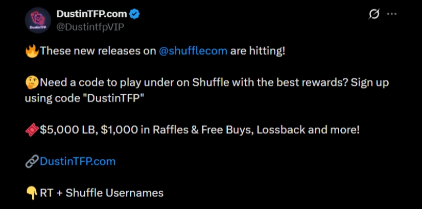 Twitter 1800x Shuffle Slot Win