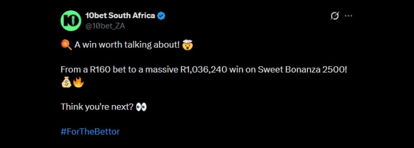 Twitter 1M 10bet Slot Win