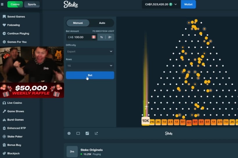 1M Stake Plinko Win