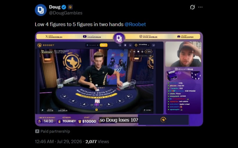 Twitter Doug Roobet Blackjack Session