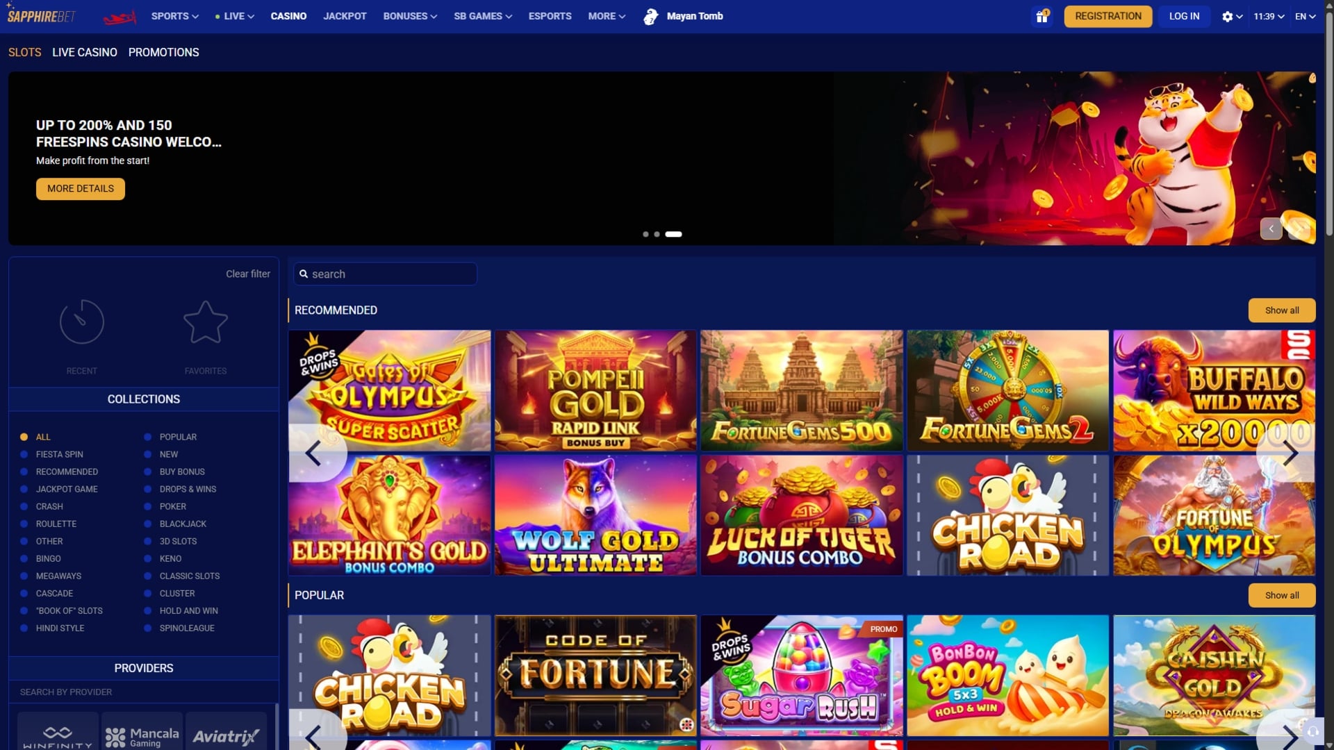 Sapphirebet Casino Screenshot
