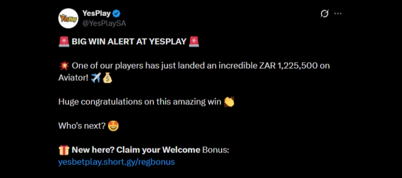 Twitter R1225K YesPlay Aviator Win Twitter R1225K YesPlay Aviator Win