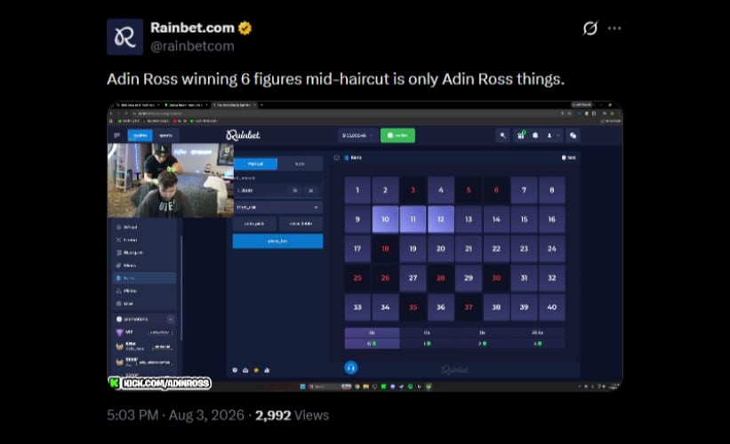 Twitter Rainbet Fade to Fortune
