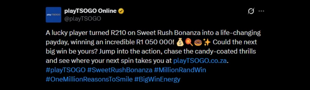 Twitter R1M PlayTSOGO Slot Win Twitter R1M PlayTSOGO Slot Win
