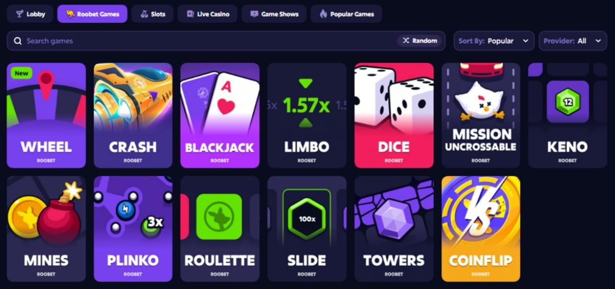 Roobet Games August26 Roobet Games August26