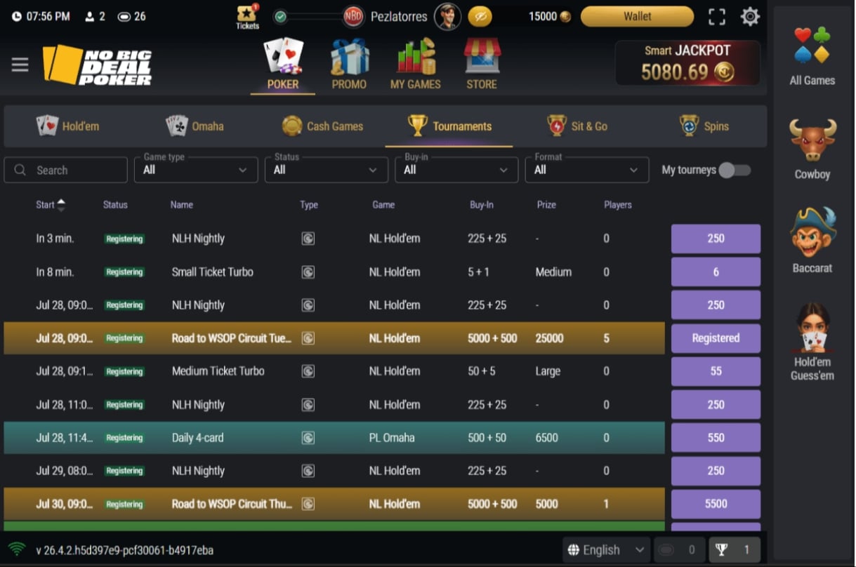 NoBigDealPoker tournaments