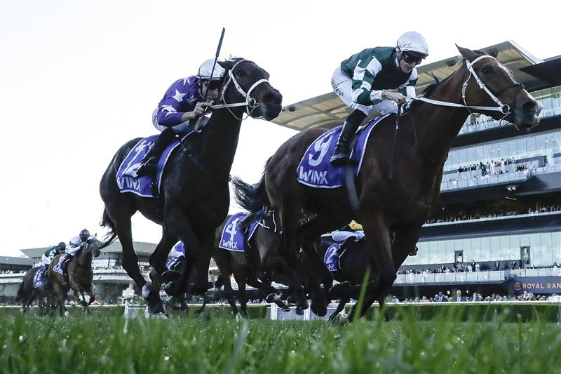 SYDNEY, AUSTRALIA - AUGUST 23: James McDonald riding  Via Sistina win Race 8 Winx Stakes during Sydney Racing at Royal Randwick Racecourse on August 23, 2025 in Sydney, Australia. (Photo by Jeremy Ng/Getty Images)