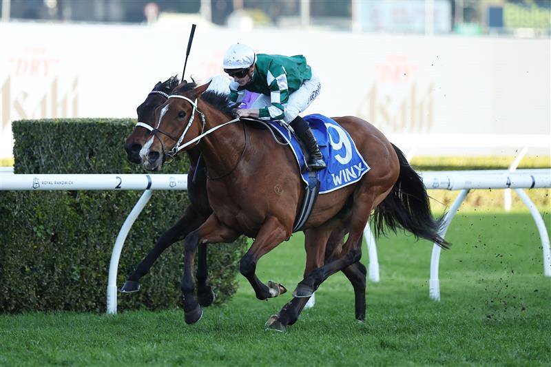 SYDNEY, AUSTRALIA - AUGUST 23: James McDonald riding  Via Sistina win Race 8 Winx Stakes during Sydney Racing at Royal Randwick Racecourse on August 23, 2025 in Sydney, Australia. (Photo by Jeremy Ng/Getty Images)