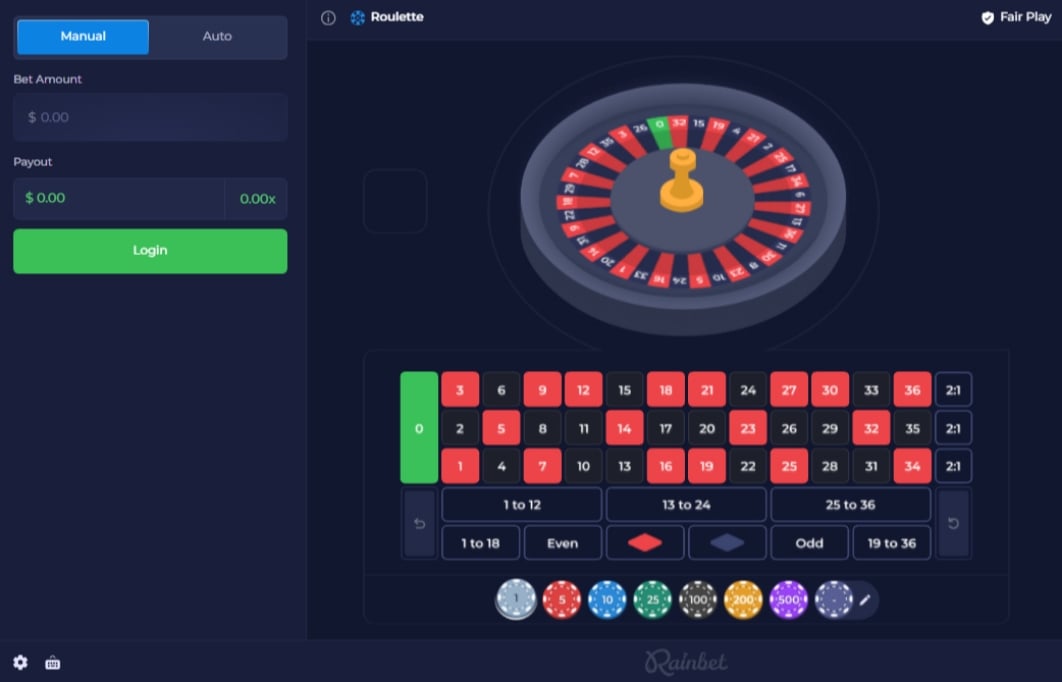 Rainbet Originals Roulette Screenshot