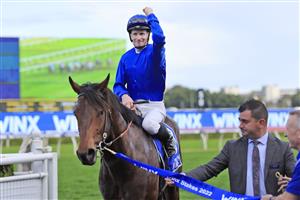 SYDNEY, AUSTRALIA - AUGUST 20: James McDonald on Anamoe returns to scale after winning race 8 the Winx Stakes during Sydney Racing at Royal Randwick Racecourse on August 20, 2022 in Sydney, Australia. (Photo by Mark Evans/Getty Images)