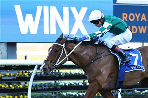 SYDNEY, AUSTRALIA - AUGUST 24: Kerrin McEvoy riding Via Sistina wins Race 8 Winx Stakes during Winx Stakes Day - Sydney Racing at Royal Randwick Racecourse on August 24, 2024 in Sydney, Australia. (Photo by Jeremy Ng/Getty Images)