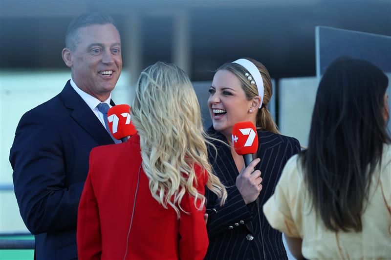 SYDNEY, AUSTRALIA - AUGUST 22: Trainer Tony Gollan celebrates after James McDonald  riding Pembrey win Race 7 HKJC World Pool Silver Shadow Stakes during Sydney Racing at Royal Randwick Racecourse on August 22, 2026 in Sydney, Australia. (Photo by Jeremy Ng/Getty Images)