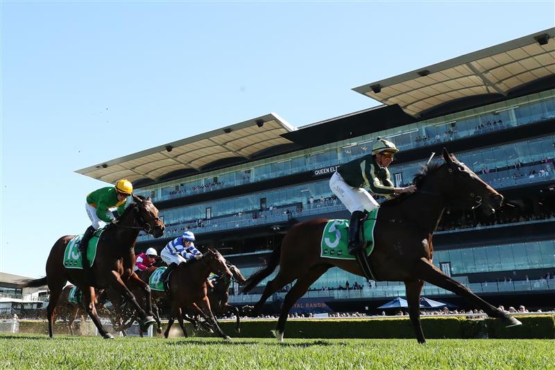 SYDNEY, AUSTRALIA - AUGUST 22: Nash Rawiller riding Mrs Goldberg win Race 2 Buy Your Kosciuszko Tickets At TAB Highway Handicap during Sydney Racing at Royal Randwick Racecourse on August 22, 2026 in Sydney, Australia. (Photo by Jeremy Ng/Getty Images)
