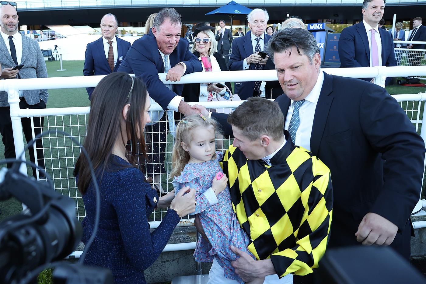 SYDNEY, AUSTRALIA - AUGUST 22: James McDonald  riding Autumn Glow win Race 9 Winx Stakes during Sydney Racing at Royal Randwick Racecourse on August 22, 2026 in Sydney, Australia. (Photo by Jeremy Ng/Getty Images)