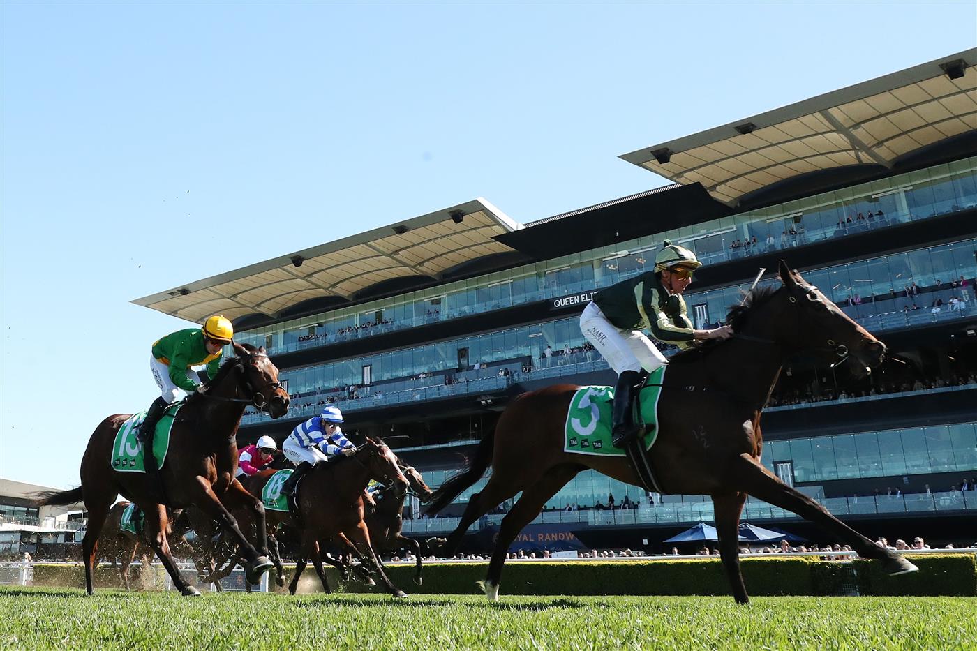 SYDNEY, AUSTRALIA - AUGUST 22: Nash Rawiller riding Mrs Goldberg win Race 2 Buy Your Kosciuszko Tickets At TAB Highway Handicap during Sydney Racing at Royal Randwick Racecourse on August 22, 2026 in Sydney, Australia. (Photo by Jeremy Ng/Getty Images)