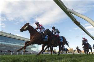 MELBOURNE, AUSTRALIA - AUGUST 31: Ben Allen riding Pinstriped defeats Mr Brightside and Gentleman Roy in Race 9, the Stow Storage Memsie Stakes - Betting Odds during Melbourne Racing at Caulfield Racecourse on August 31, 2024 in Melbourne, Australia. (Photo by Vince Caligiuri/Getty Images)