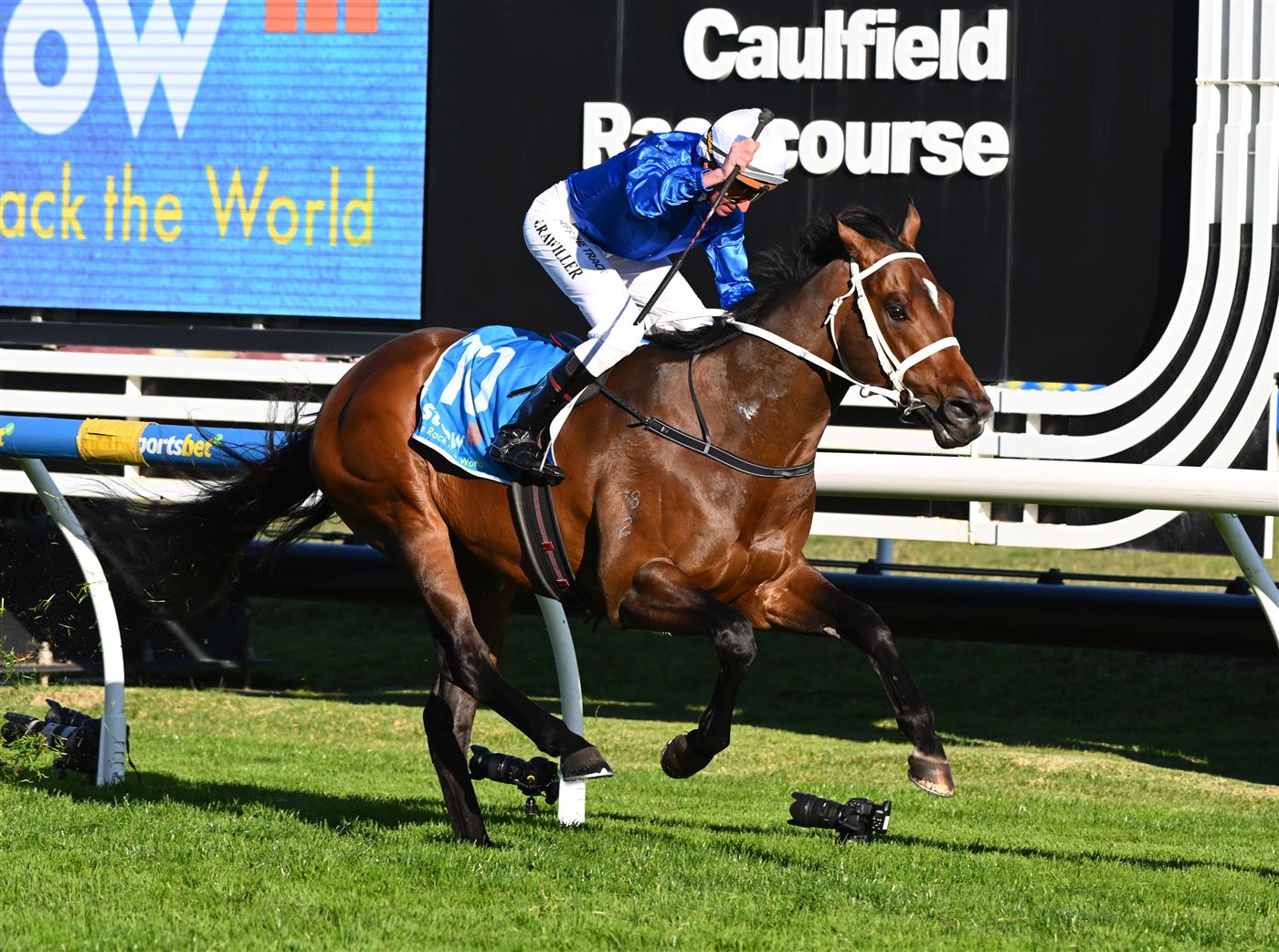 MELBOURNE, AUSTRALIA - AUGUST 29: Nash Rawiller riding Beiwacht winning race 8, the Stow Storage Memsie Stakes during Melbourne Racing at Caulfield Racecourse on August 29, 2026 in Melbourne, Australia. (Photo by Vince Caligiuri/Getty Images)