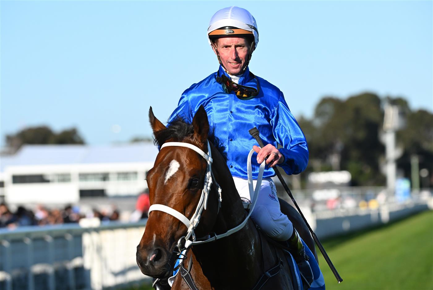 MELBOURNE, AUSTRALIA - AUGUST 29: Nash Rawiller riding Beiwacht after winning race 8, the Stow Storage Memsie Stakes during Melbourne Racing at Caulfield Racecourse on August 29, 2026 in Melbourne, Australia. (Photo by Vince Caligiuri/Getty Images)
