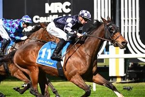 MELBOURNE, AUSTRALIA - AUGUST 29: Damien Thornton riding Politely Dunn winning race 2, the Sportsbet Fixed Odds Exotics Handicap during Melbourne Racing at Caulfield Racecourse on August 29, 2026 in Melbourne, Australia. (Photo by Vince Caligiuri/Getty Images)