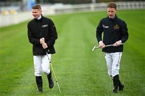 MELBOURNE, AUSTRALIA - AUGUST 29: James McDonald and Mark Zahra are seen walking the track during Melbourne Racing at Caulfield Racecourse on August 29, 2026 in Melbourne, Australia. (Photo by Vince Caligiuri/Getty Images)