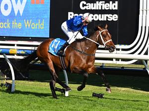 MELBOURNE, AUSTRALIA - AUGUST 29: Nash Rawiller riding Beiwacht winning race 8, the Stow Storage Memsie Stakes during Melbourne Racing at Caulfield Racecourse on August 29, 2026 in Melbourne, Australia. (Photo by Vince Caligiuri/Getty Images)