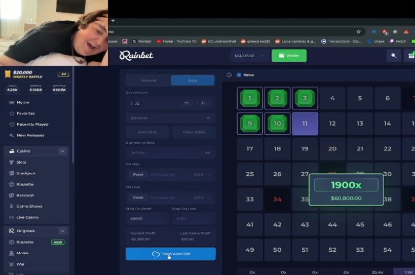 60K Rainbet Keno Win