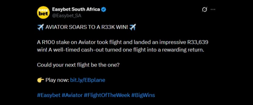 Twitter R33K Aviator Win at Easybet