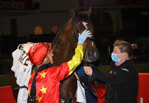 MELBOURNE, AUSTRALIA - SEPTEMBER 24: Daniel Moor riding Wild Ruler after winning Race 7, the Charter Keck Cramer Moir Stakes, during Melbourne Racing at Moonee Valley Racecourse on September 24, 2021 in Melbourne, Australia. (Photo by Vince Caligiuri/Getty Images)