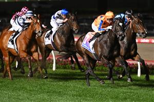 MELBOURNE, AUSTRALIA - SEPTEMBER 29: Opie Bosson riding Imperatriz winning Race 7, the Charter Keck Cramer Moir Stakes, during Melbourne Racing at Moonee Valley Racecourse on September 29, 2023 in Melbourne, Australia. (Photo by Vince Caligiuri/Getty Images)