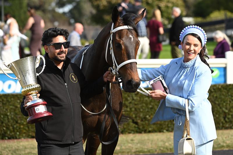 MELBOURNE, AUSTRALIA - SEPTEMBER 05: Trainer Natalie Young poses after Blind Raise won race 6, the McMahon's Dairy McKenzie Stakes during Melbourne Racing at Sandown Racecourse on September 05, 2026 in Melbourne, Australia. (Getty)
