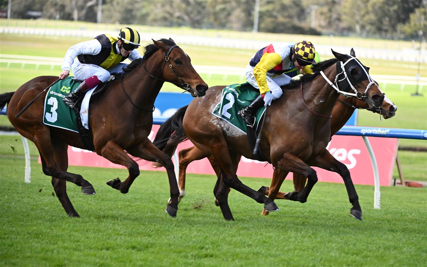MELBOURNE, AUSTRALIA - SEPTEMBER 05: Ben Melham riding Ivan's Hero wins Race 4 during Melbourne Racing at Sandown Racecourse on September 05, 2026 in Melbourne, Australia. (Getty)