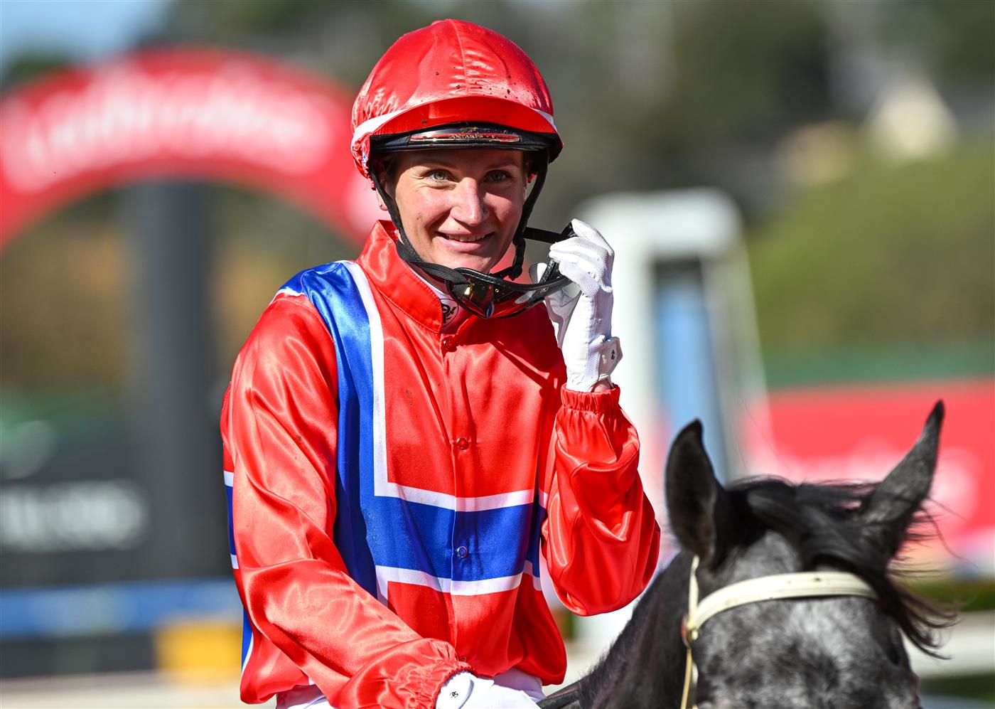 MELBOURNE, AUSTRALIA - SEPTEMBER 05: Jamie Melham riding Pretty Baby after winning race 5, the Msc Signs Atlantic Jewel Stakes during Melbourne Racing at Sandown Racecourse on September 05, 2026 in Melbourne, Australia. (Photo by Vince Caligiuri/Getty Images)