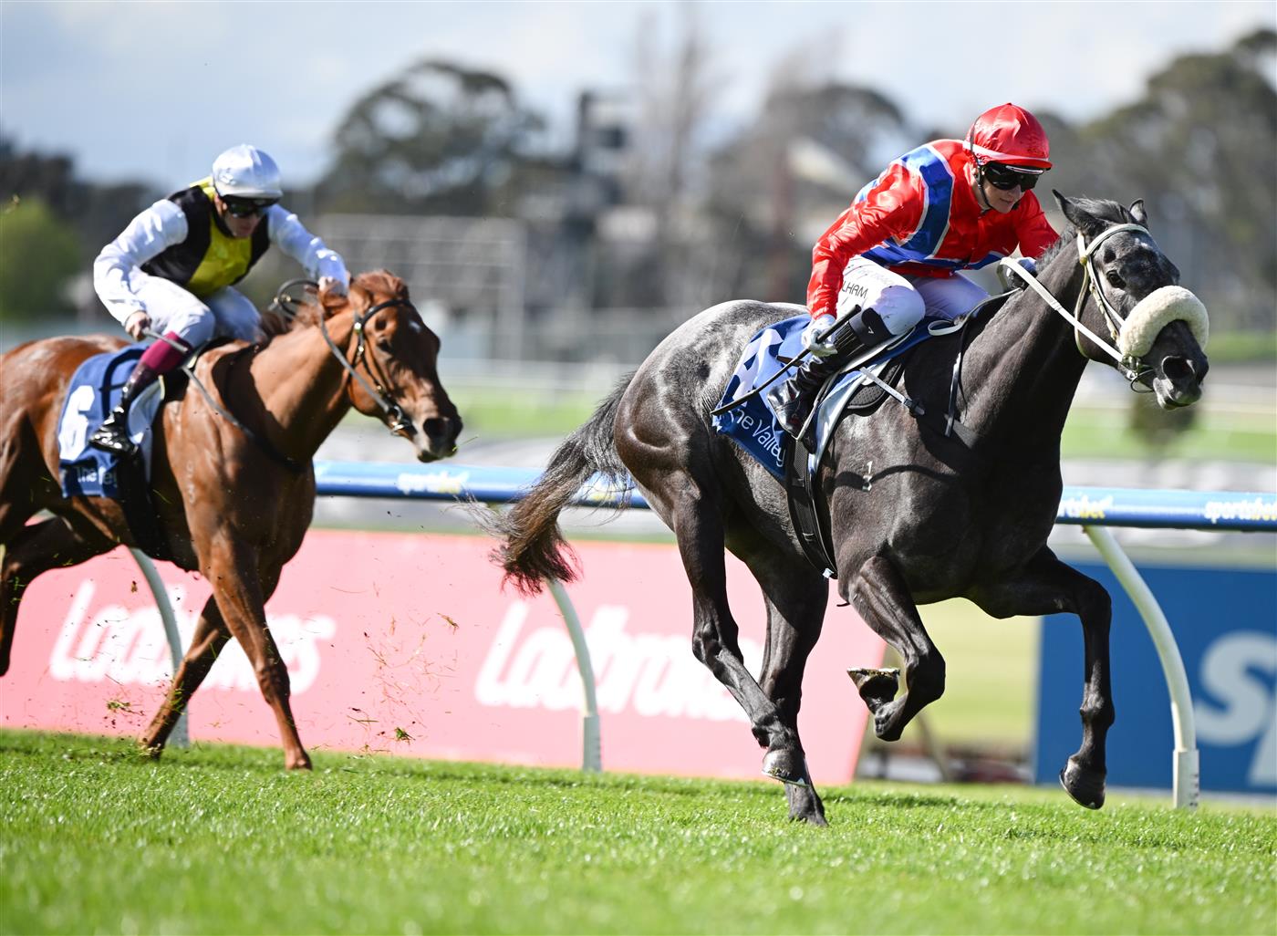 MELBOURNE, AUSTRALIA - SEPTEMBER 05: Jamie Melham riding Pretty Baby winning race 5, the Msc Signs Atlantic Jewel Stakes during Melbourne Racing at Sandown Racecourse on September 05, 2026 in Melbourne, Australia. (Photo by Vince Caligiuri/Getty Images)