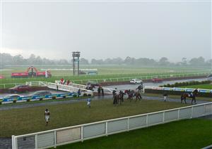 MELBOURNE, AUSTRALIA - SEPTEMBER 05: Jockeys make a quick return to the mounting yard as races are delayed due to storms and lightning before race 9, the Orbit Logistics Chautauqua Stakes during Melbourne Racing at Sandown Racecourse on September 05, 2026 in Melbourne, Australia. (Photo by Vince Caligiuri/Getty Images)